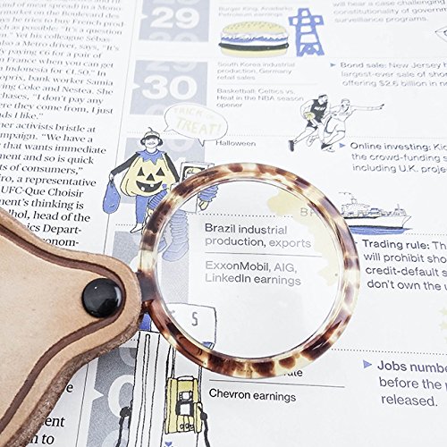 MagniPros 3X Pocket Magnifier with Authentic Leather Case and 3 Bonus Wallet Magnifying Lens - Ideal for Reading, Low Vision, Macular Degeneration