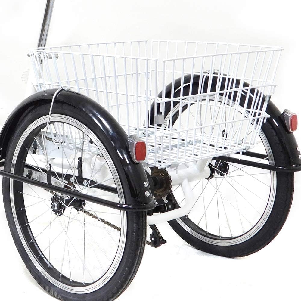 20 Zoll Dreirad für Erwachsene - 1 Gang Dreiräder Erwachsene mit Korb 110KG Last Höhenverstellbar 3 Räder Fahrrad Cityräder Cruise Einkaufsrad für 155-185cm Senioren Frauen Ältere (Schwarz)