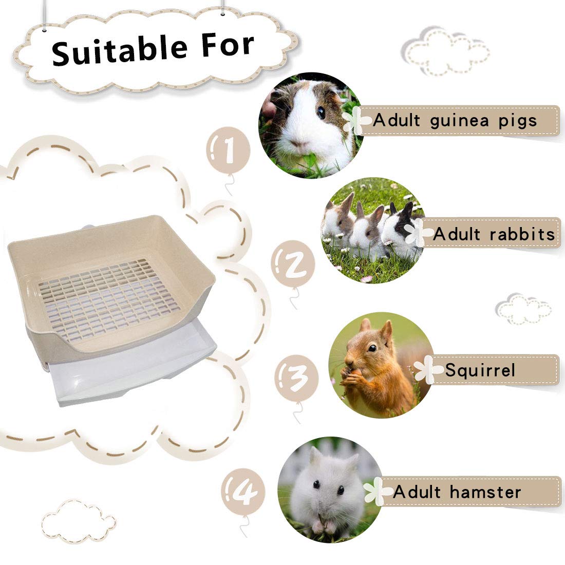 PINVNBY Large Rabbit Litter Box Bigger Pet Litter Pan Trainer with Drawer Corner Toilet Box for Adult Guinea Pigs Chinchilla Ferret Hedgehog Small Animals(Brown) - image 5