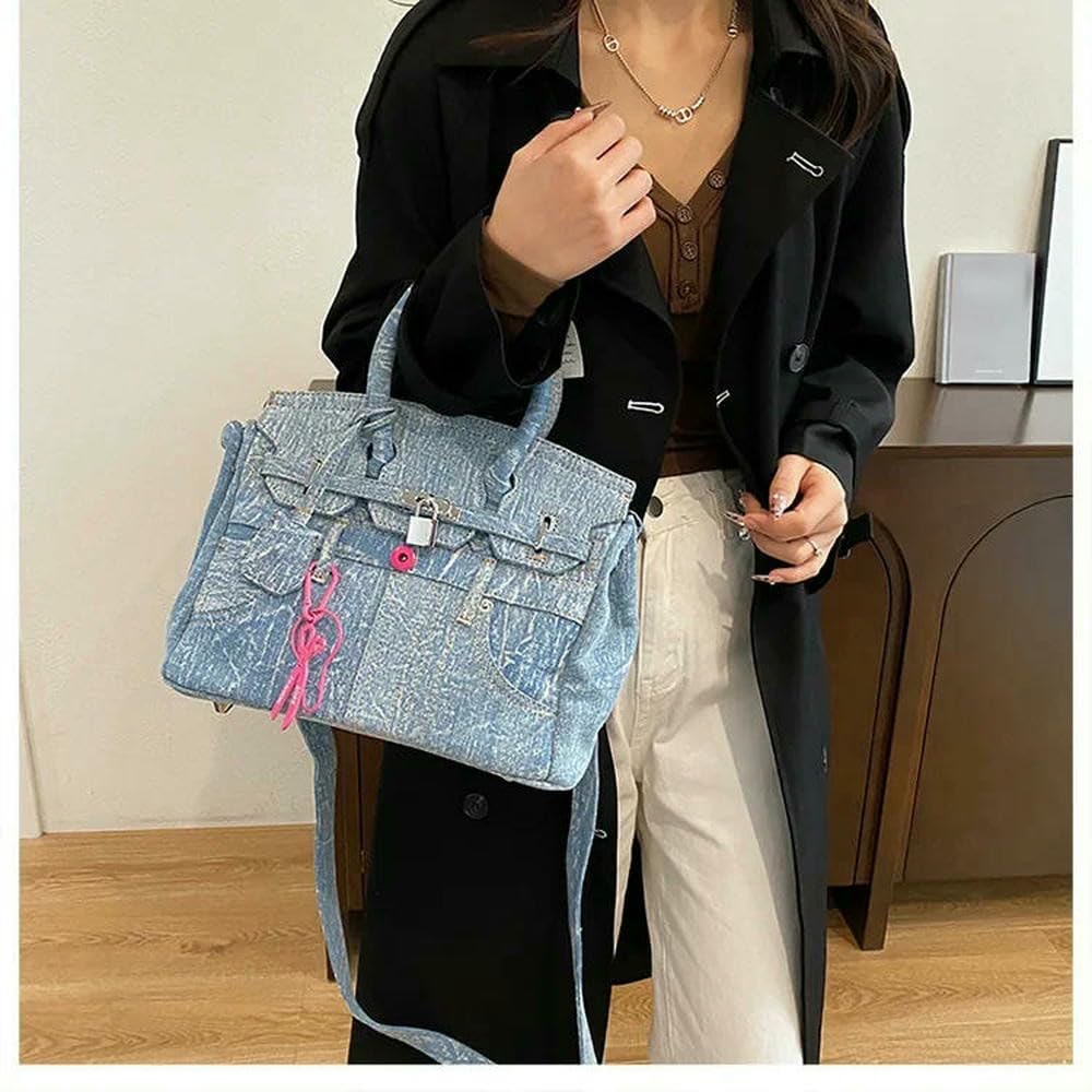 GLDFW - Borsa a tracolla da donna, in denim, spaziosa, ideale per gli amanti del pendolarismo