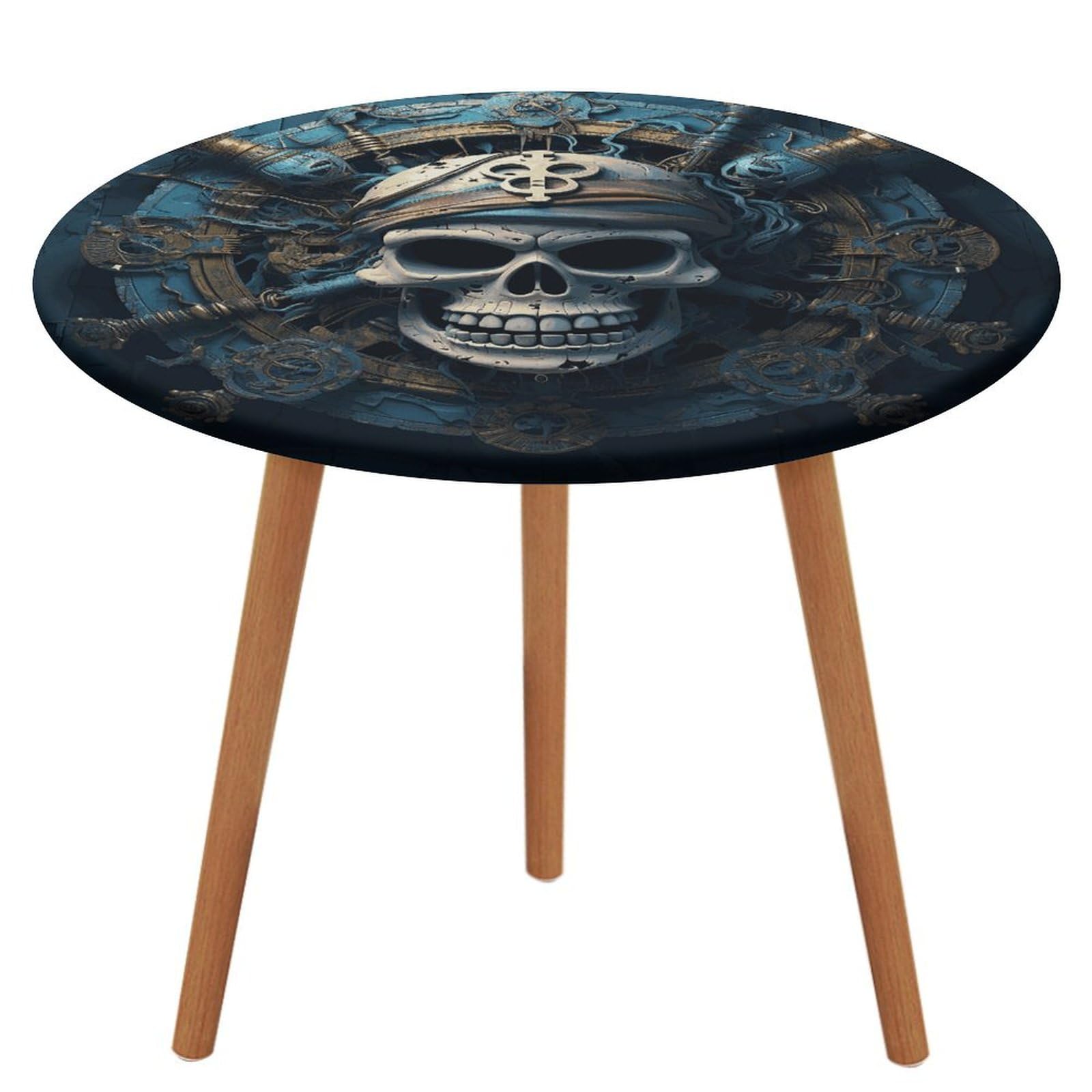 Nappe ronde squelette pirate 100 cm pour table de jardin et pique-nique