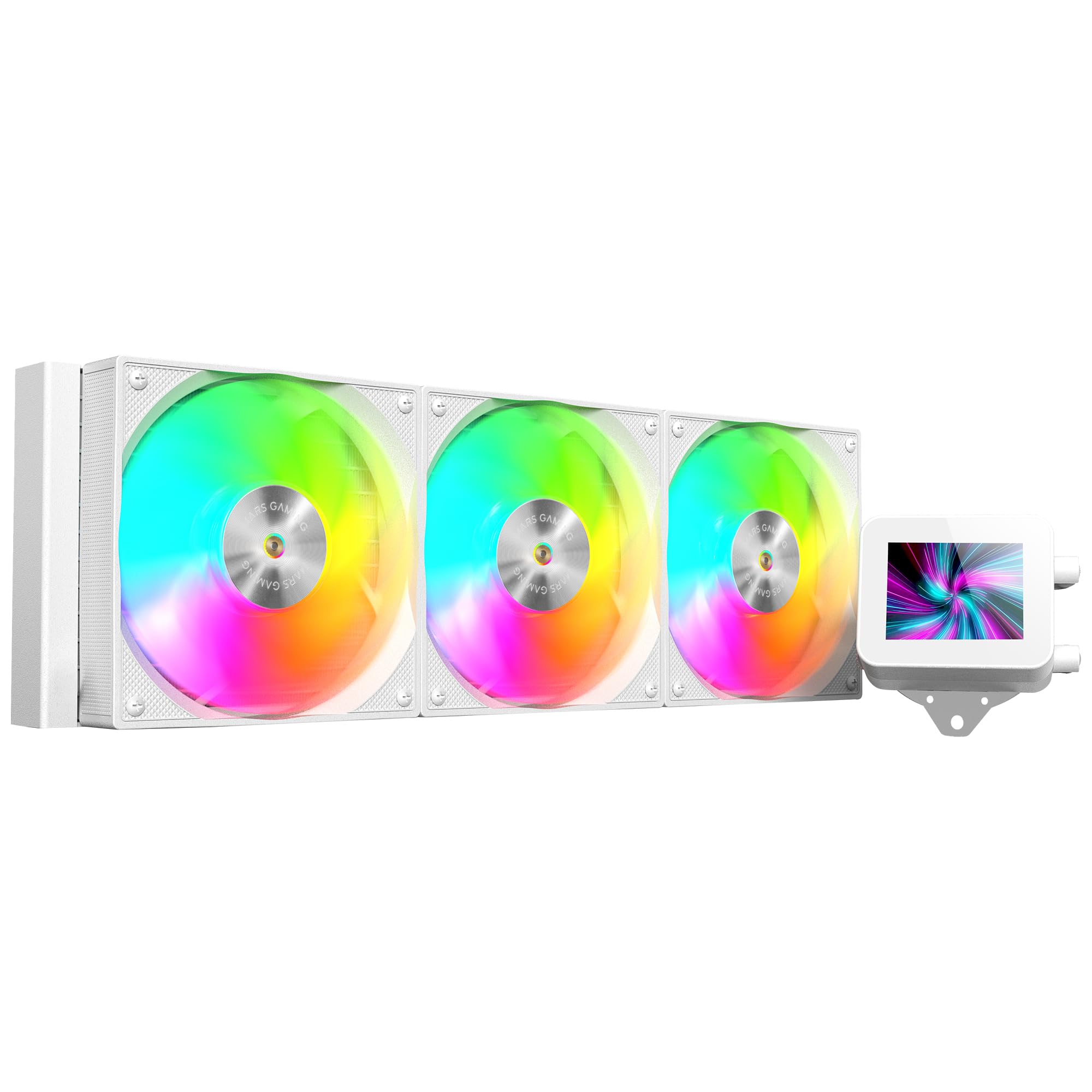 Mars Gaming ML-VISION360, Raffreddamento a Liquido AIO, TDP 600W, 3x Ventole ARGB con Nucleo in Rame e Alluminio FDB, Schermo LCD IPS 4:3 Rotazione a 360° e Software, Multisocket Universale, Bianco