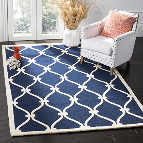SAFAVIEH Cambridge Collection Area Rug - 9' x 12', Navy & Ivory, Handmade Moroccan Wool, Ideal for High Traffic Areas in Living Room, Bedroom (CAM710M)