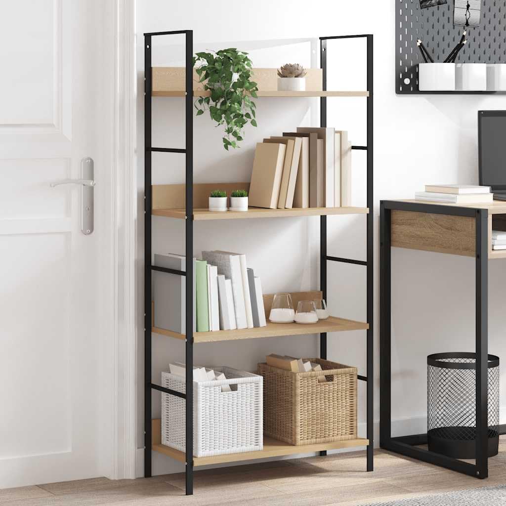 Amazon｜vidaXL 4段 ブックシェルフ オーク60x27.6x124.5cm