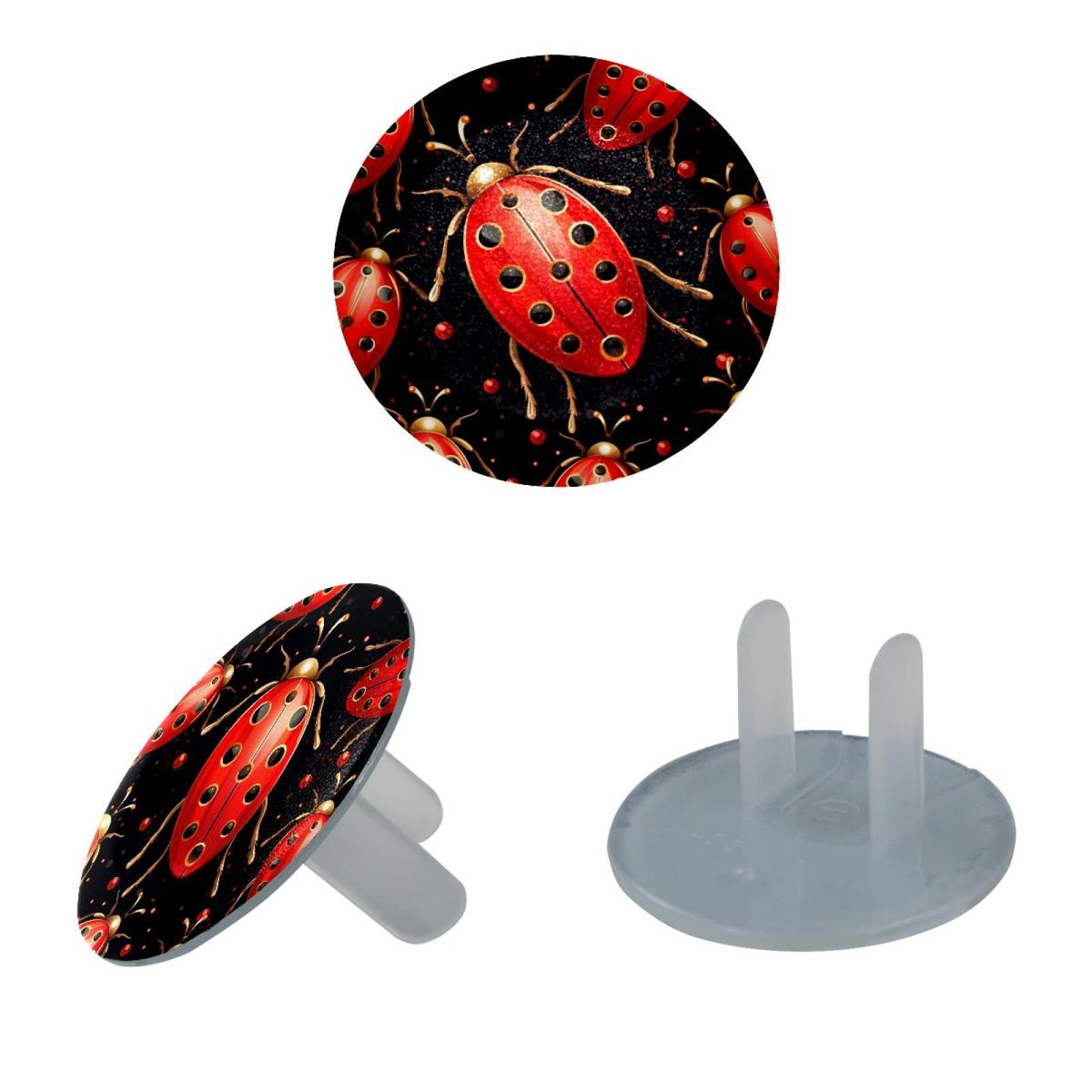24 Pieces Child Proof Outlet Covers Ladybug Electrical Safety Socket Protection Caps 2-Prong Securely Outlet Covers