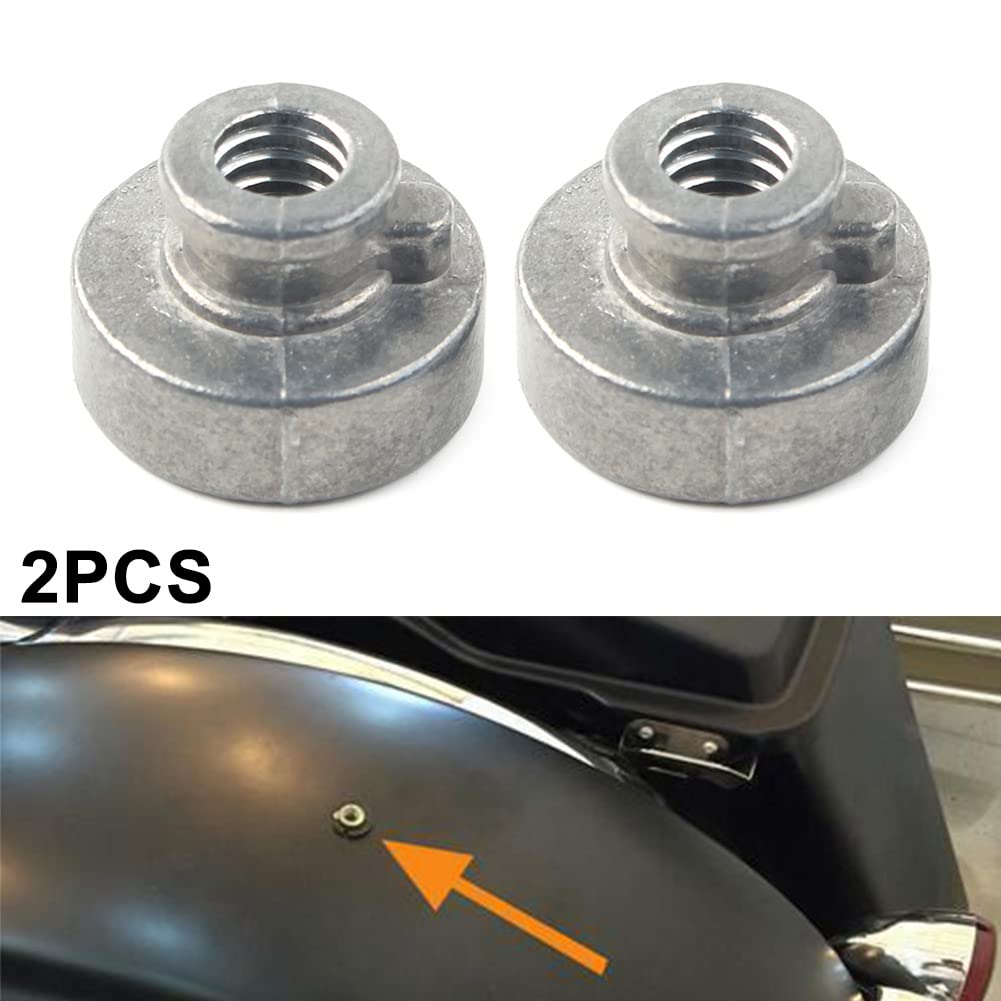 2 Kits Of Fender Seat Mounting Nuts For Harley-Davidson (1996-2021) | Chrome/Black, 1/4-20 Thread