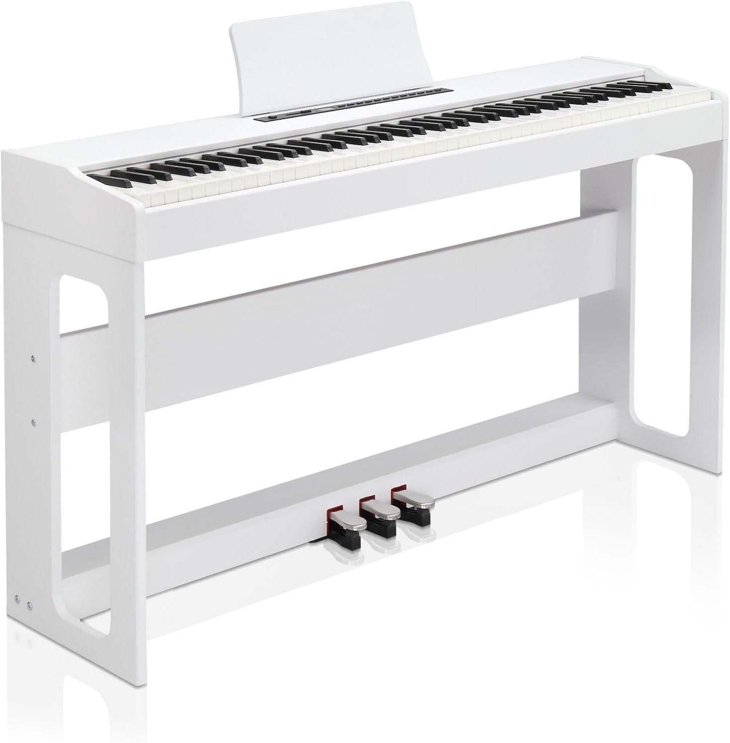 Ktaxon Digital Piano 88-Key Weighted Action Electric Piano with 3-Pedal Unit, Double Bluetooth, Split/Touch/Transpose Control Functions(White)