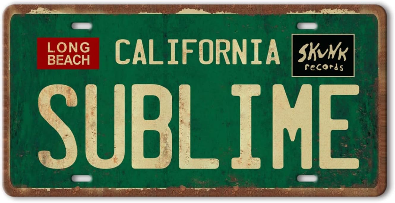 Vintage Metal Tin Sign Long Beach California Sublime Poster Grunge Hippie Room Decor Rock Band Posters Sublime Tapestry Funny Street Signs For Bedroom Wall Aesthetic 90s Bathroom Sign 12 X 6 Inch