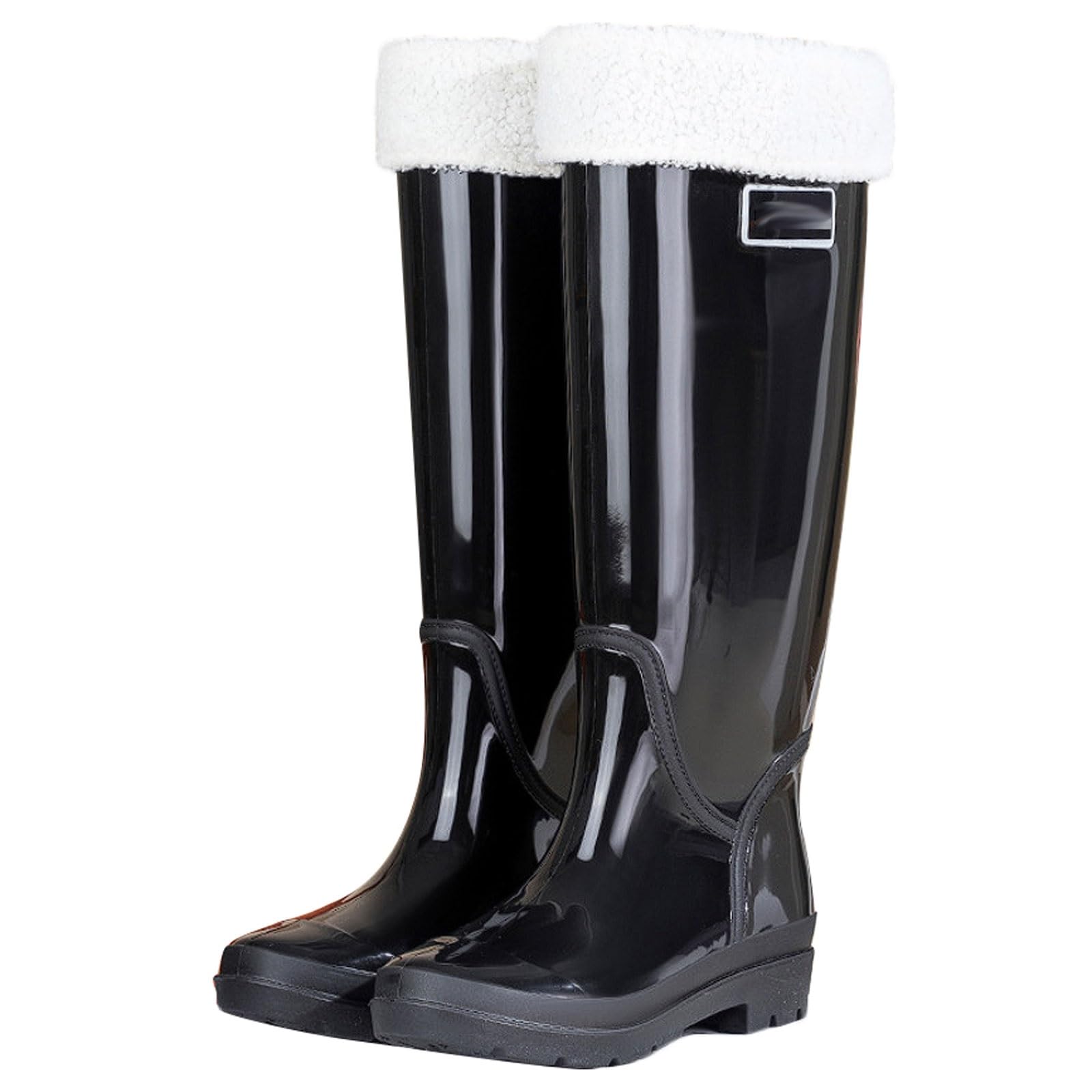 Stivali da Pioggia Alti da Donna, Impermeabili, Antiscivolo, Stivali da Giardino in PVC da 42,5 cm con Fodera in Rete, Suola con battistrada for Pneumatici Stivali da Pioggia(Svart,41 EU)