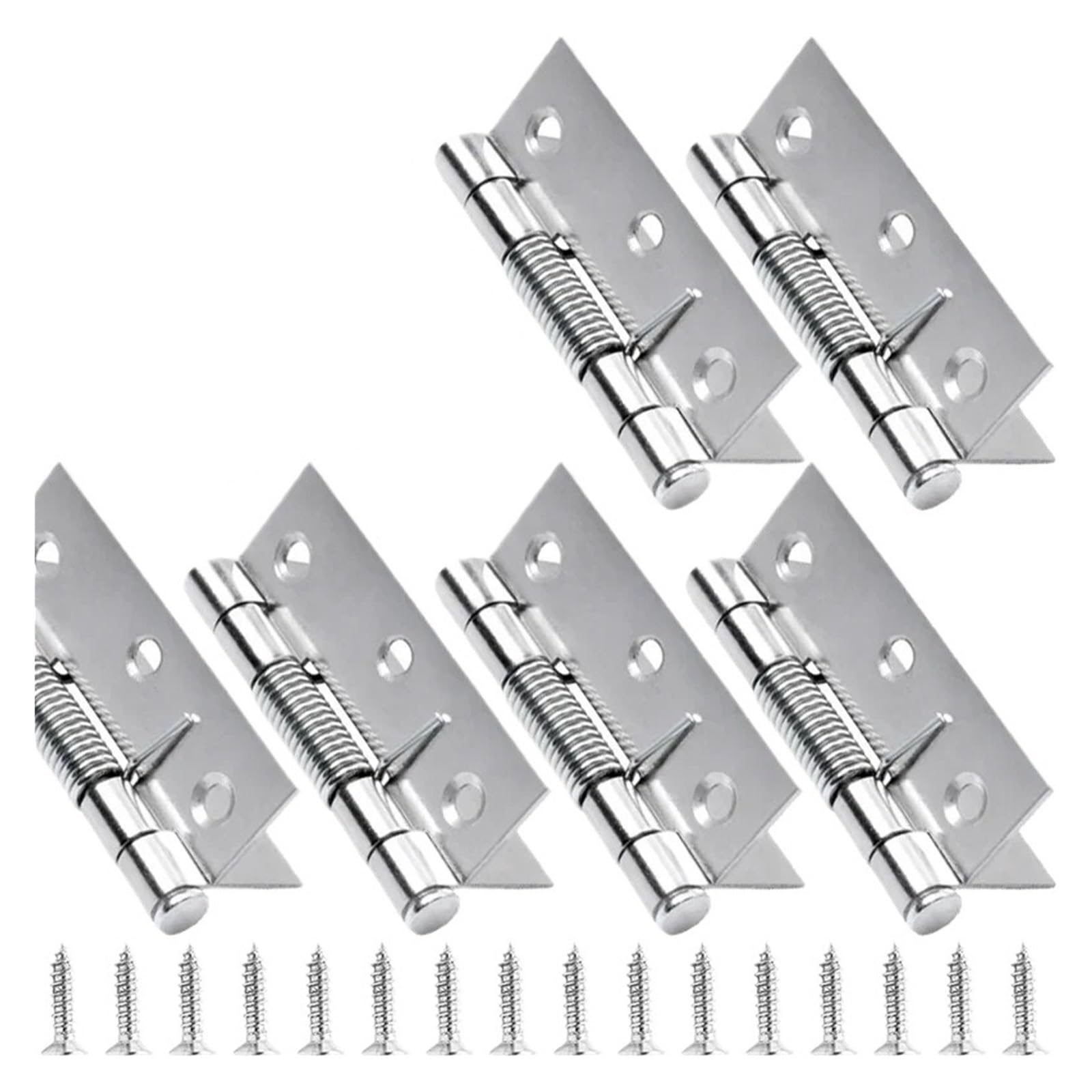 Wsqhao One Color 6Pcs Self Closing Spring Door Hinges Stainless Steel Hinge For Cabinets Closer Automatic Furniture Hardware For Doors(4 Inch)