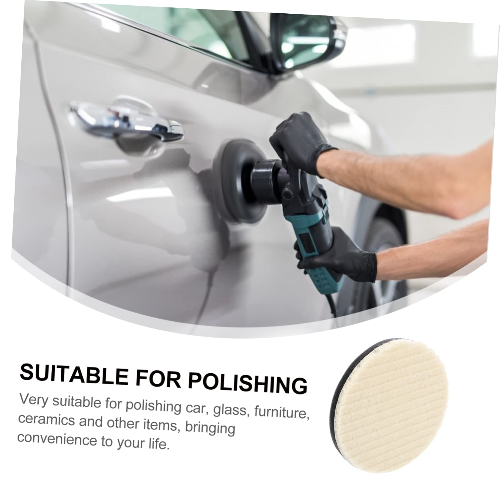 Gatuida 3pezzi Disco Lucidante Lana Auto-adesivo Per Lucidatura e Finitura Di Inossidabile e Tampone Professionale Per Lucidatura e Finitura Artigianale