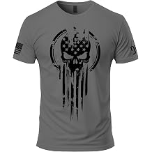 American Warrior T-Shirt - Skull Emblem Graphic Tee for Men - Short Sleeve Cotton Shirt
