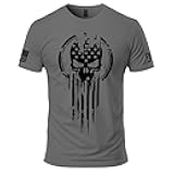 American Warrior T-Shirt - Skull Emblem Graphic Tee for Men - Short Sleeve Cotton Shirt
