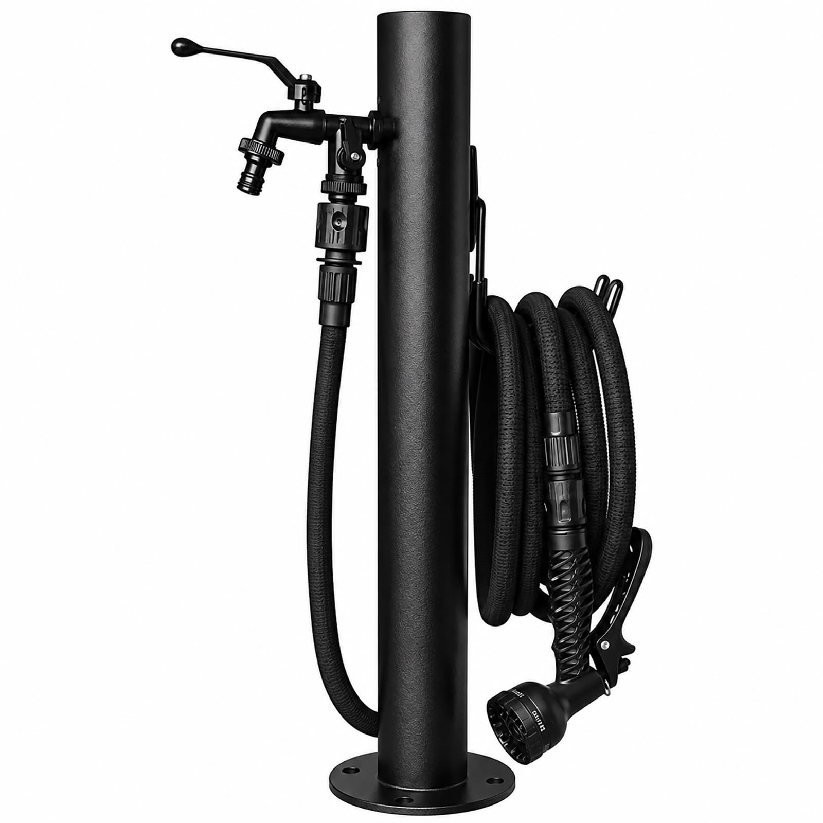 Black Garden Water Column, Freestanding Yard Hydrant with Outdoor Antifreeze Faucet for Backyard, Patio Yard Irrigation(6x60cm/2.4x24in)