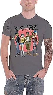 Gorillaz - Camiseta Foto de Grupo de Algodón para Adultos Unisex (M) (Gris Carbón)