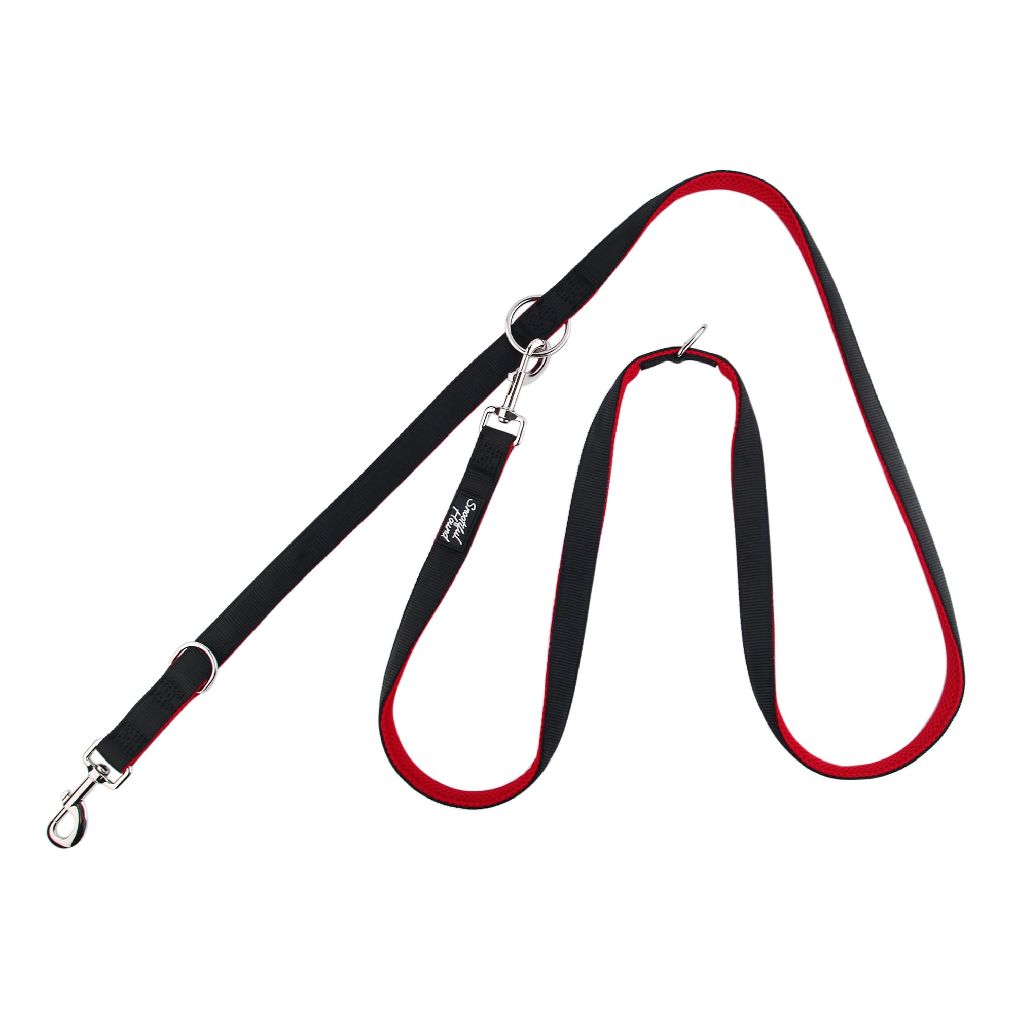 Snootiful Hound Double Ended Dog Lead - Ideal Training Lead - Comfort Mesh Padding - Double Clip Leash - 220cm x 2.5cm (Red) - Image 2
