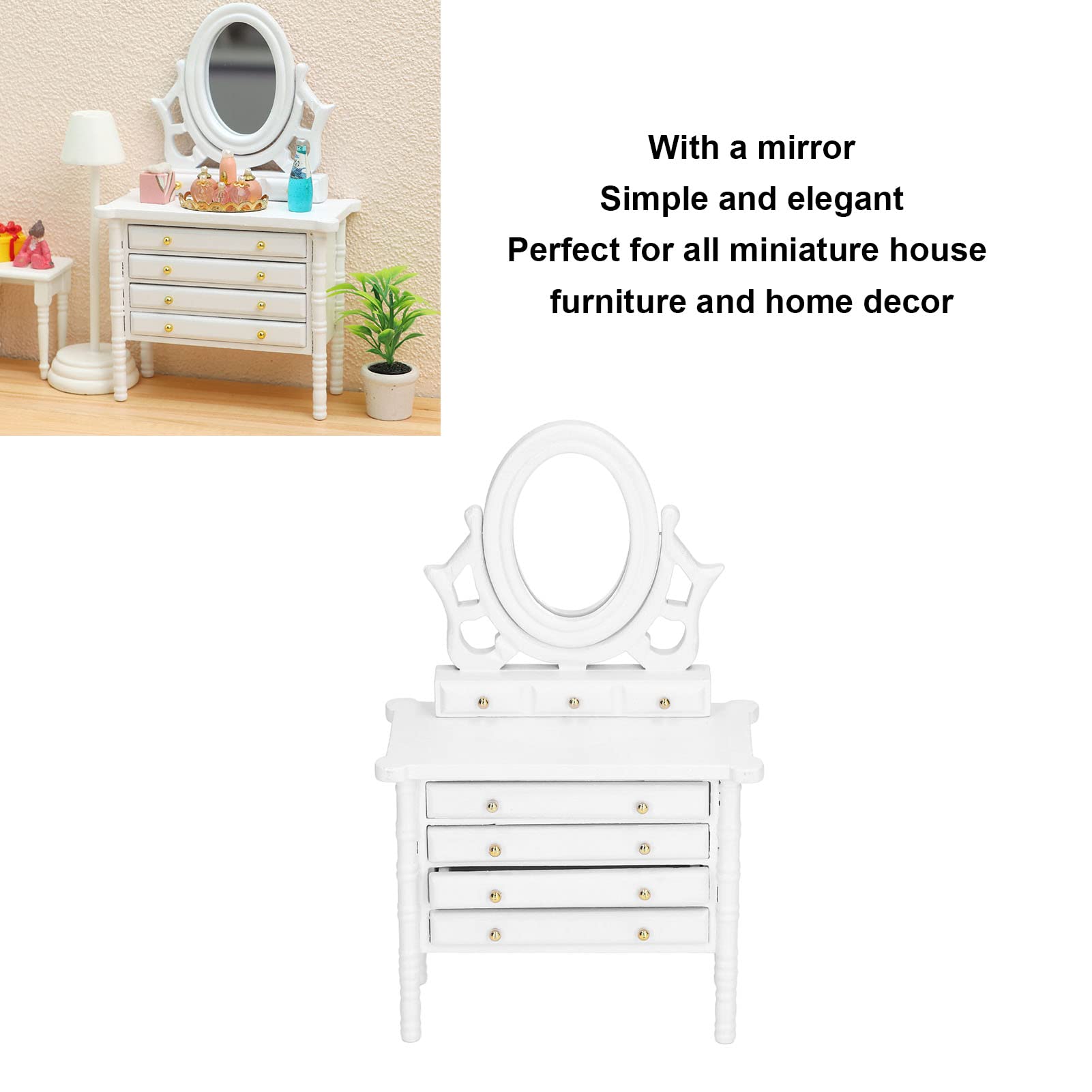 VGEBY 1:12 Scale Dollhouse Dressing Table - Image 4