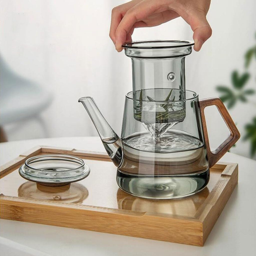 Solide Glas-Teekanne für zu Hause mit Sieb, großes Fassungsvermögen, Teebereiter, Teeset, tragbarer Teekessel mit Deckel, 650 ml Waschbar