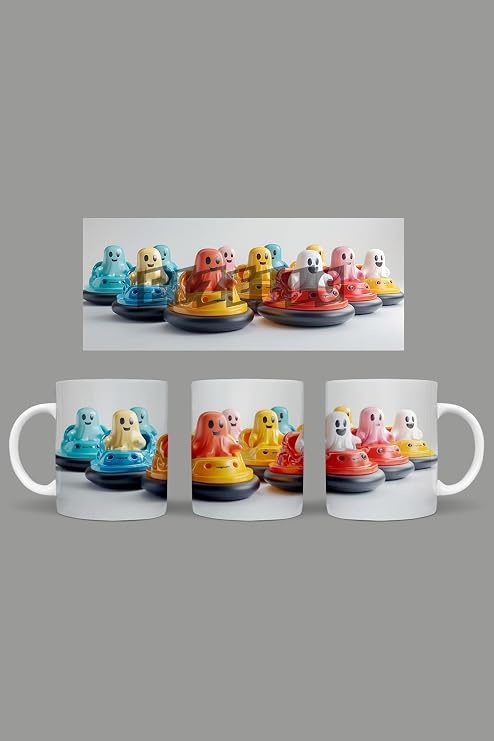 Sevimli Hayaletler Temalı Kupa, 330 ml, Beyaz, Seramik