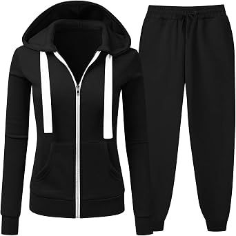 Sweatsuits Women 2 Piece Outfit Full Zip Hoodie Sweatshirt And Joggers Solid Color Tracksuit Lounge Sets