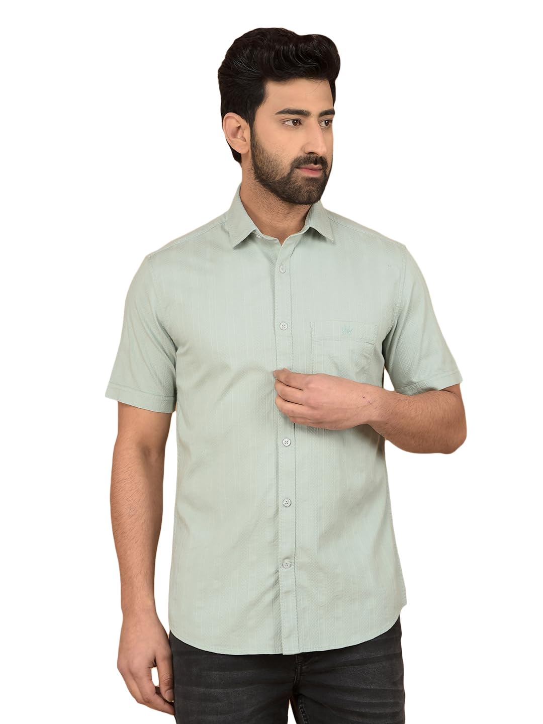 crimsoune club Men's Green Vertical Stripes Shirt-picture-27
