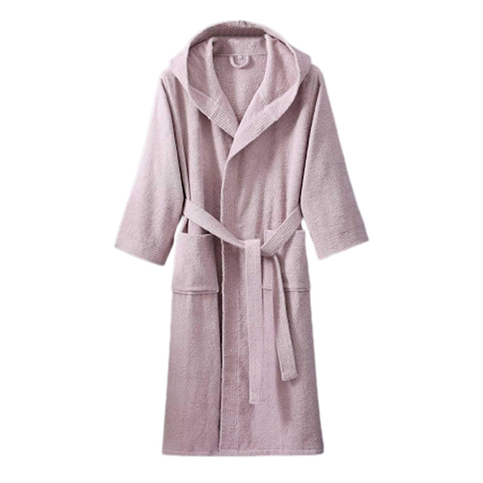 Generisch Albornoz suave y kimono largo de forro polar con capucha, material absorbente, pijama, ropa de salón para spa y comodidad en el hogar