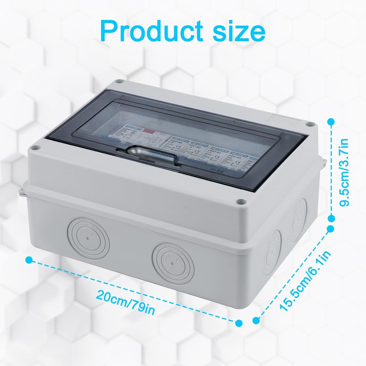 Caja de fusibles de superficie IP65 con disyuntor, disyuntor 63 A, 4 vías, 2 x 6 A+10 A+20 A+32 A, subdistribución en superficie, interruptor de separación CA, distribuidor pequeño, caja de