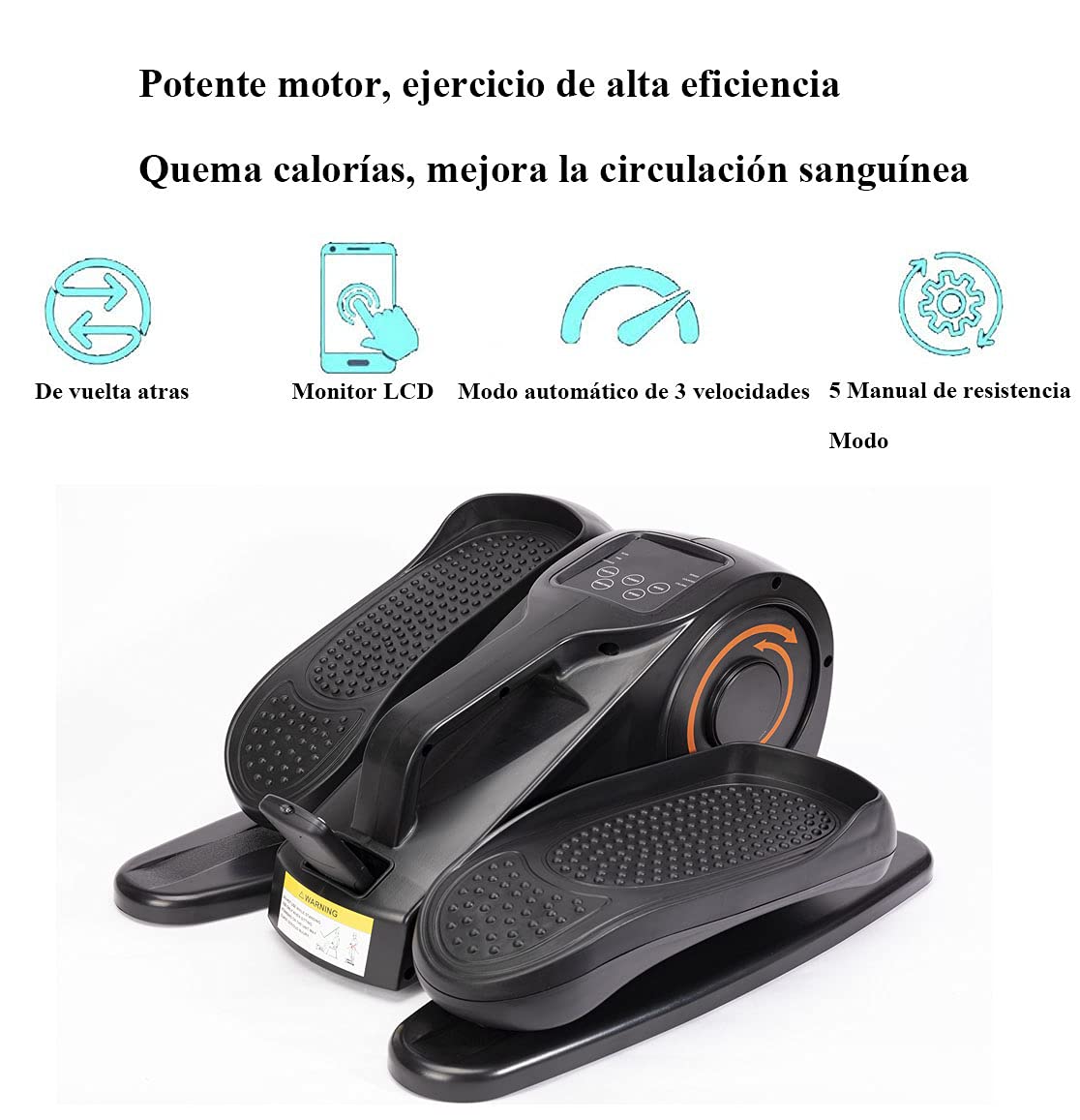 Pedalier eléctrico, Mini Elíptica, pedaleador elíptico portátil, Pantalla Led, Mando a Distancia para Realizar Gimnasia pasiva o Activa