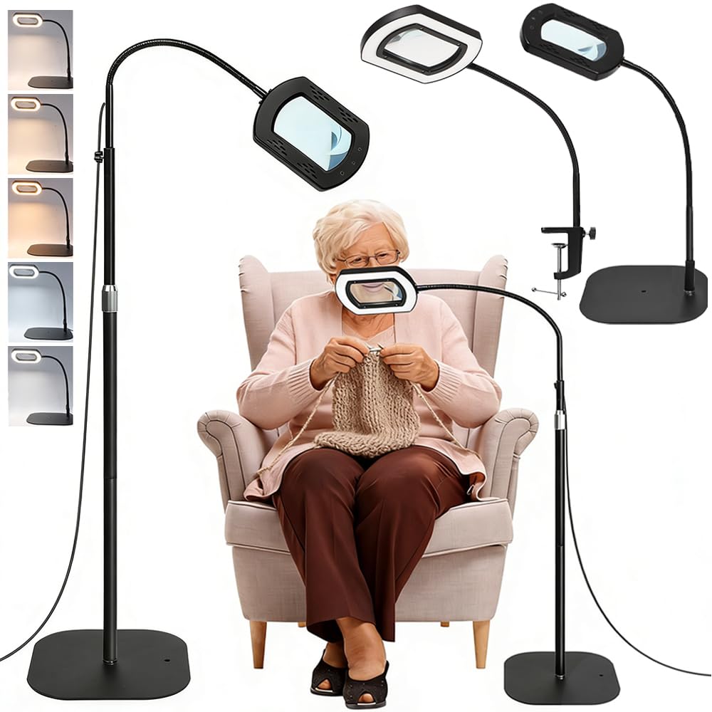 Lupe mit Licht & Ständer 10X Lupenleuchte Dimmbar 3-in-1 Schreibtischlampe