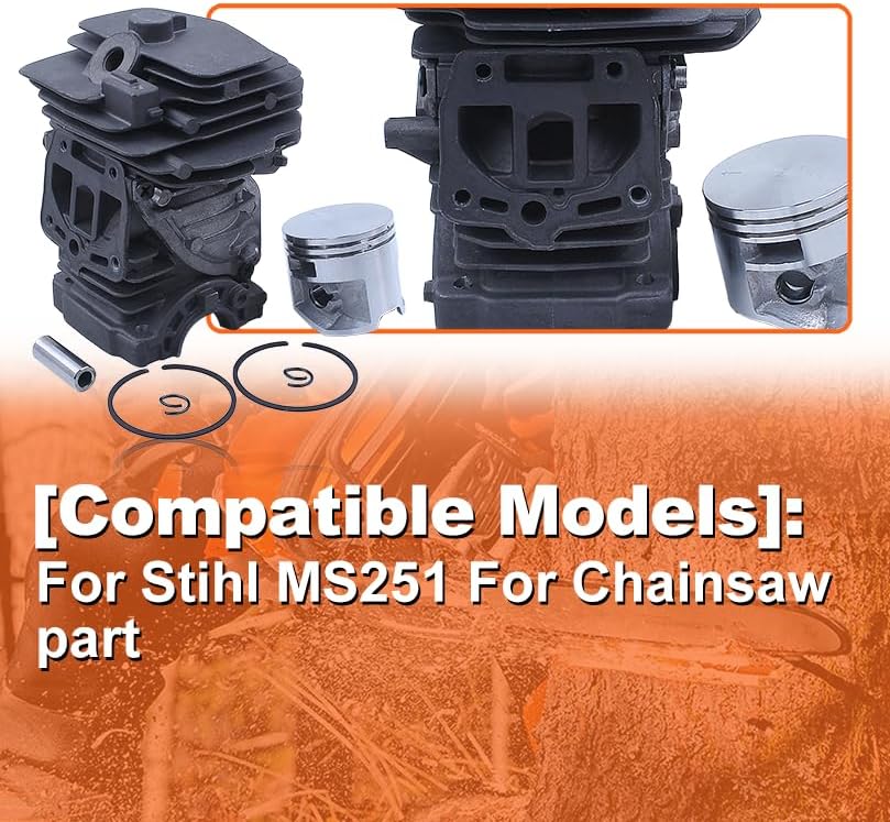 Miniatura 4 de 1143 020 1207, kit de cilindro de 1.732 in, para Stihl MS251 para pieza de motosierra