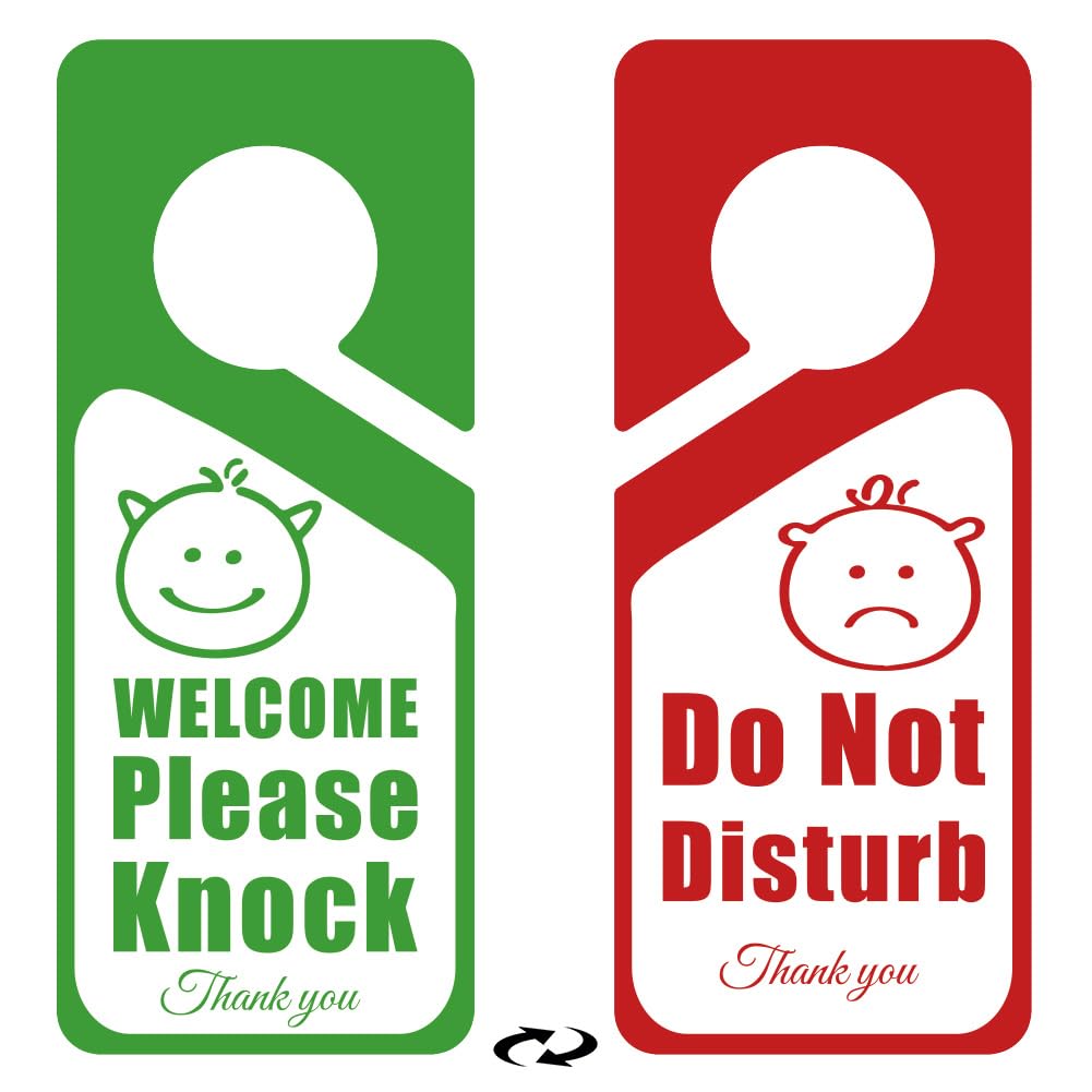 PRESSINART 2Pcs Do Not Disturb Door Hanger 9 x 4 Inch Welcome Please Knock Door Sign Expression PVC Double Sided Notice Plaque for Office Home Bathroom Therapy Session Meeting Clinic Treatment Decor โ image 1