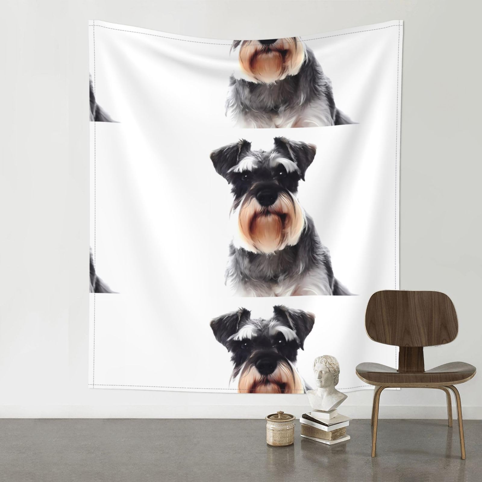 HJFCZH Well-behaved schnauzer Prints Wall Tapestry 60x51in – Boho Decor Throw for Bedroom, Dorm, Beach Cover & Picnic Blanket