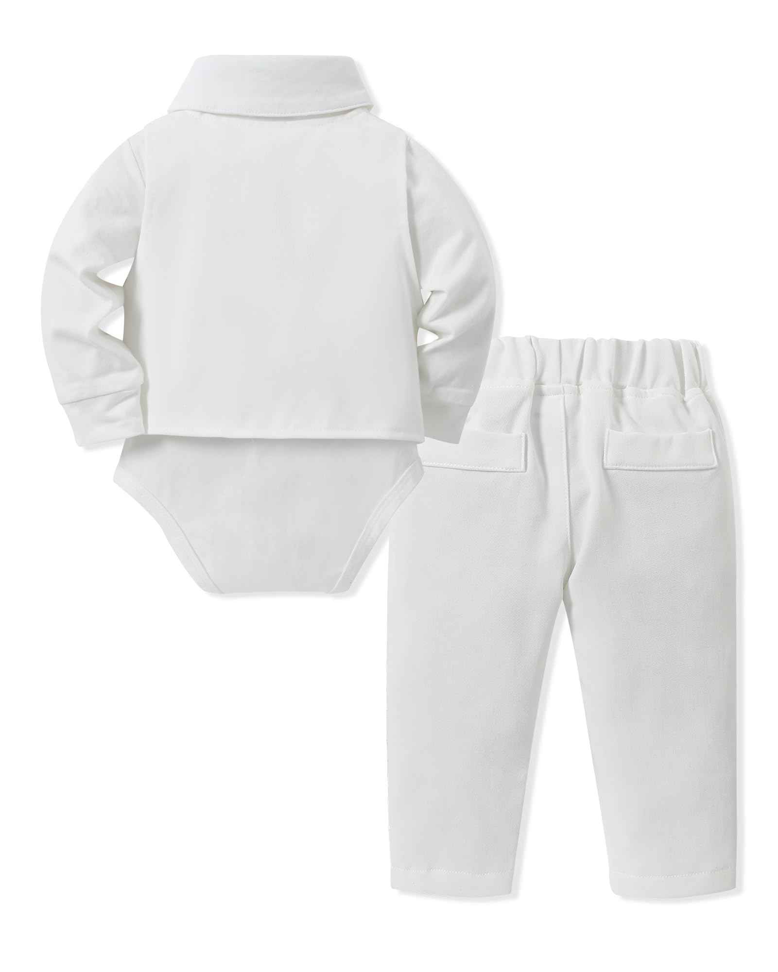 Baby Boys Conjunto de Ropa Traje Formal 0-24 meses Bebé Niño Caballero Mangas Largas Camisas + Pantalones + Corbata de Moño Niño Caballeros Bautismo Boda Conjuntos de Ropa
