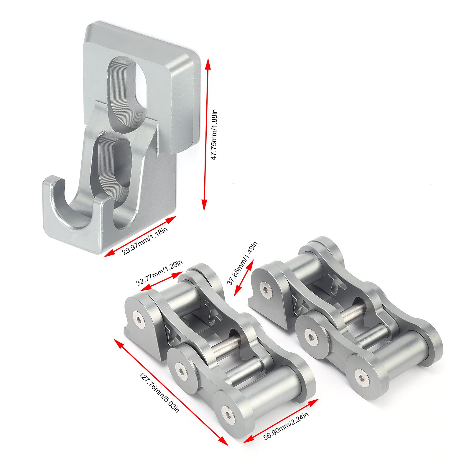 Loquets de Capot de Voiture Rouge CNC en Alliage D'aluminium en Acier Inoxydable Serrure de Capot Verrous de Capot de Remplacement Adaptés aux Pièces de Fixation de Capot(Titane)