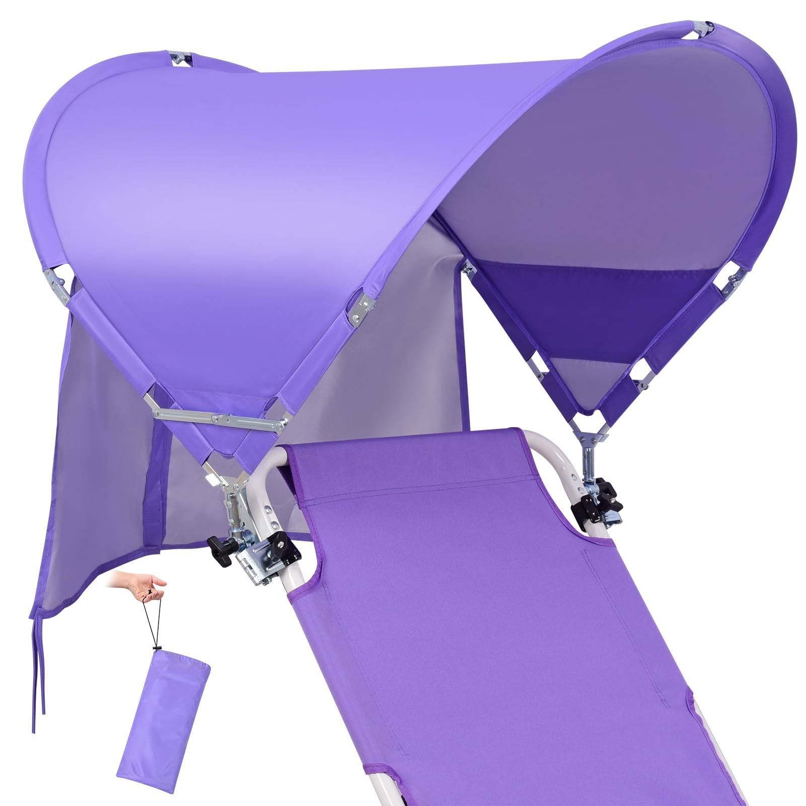 Universal Wind-Resistant Chair Umbrella Canopy, Foldable Portable UPF 50+ Sun Shade Attachment with Adjustable Clamp, Fits Most Beach, Camping, Lawn, Sports, Tanning, Zero Gravity Chairs & Wheelchairs — view 17