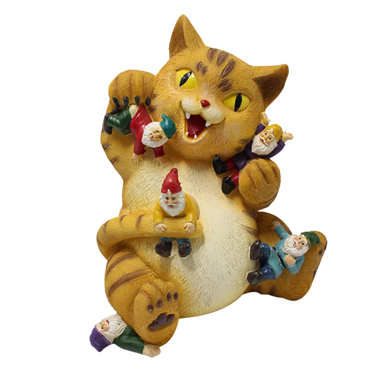 Tqcplfdiddo Adorable Resin Cat Figurine Eating Gnome Statue Mini Garden Decor Car Decor