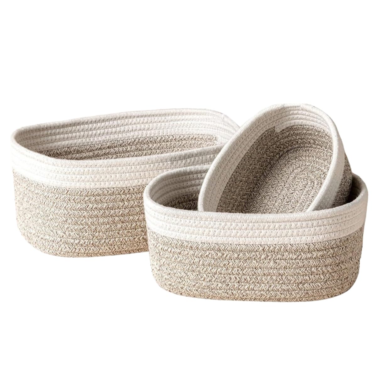 iplusmile 3 piezas Cestas de Almacenamiento de Algodón Trenzado Juego de Organizador de Escritorio para Decorar y Almacenar Objetos Pequeños Casa o