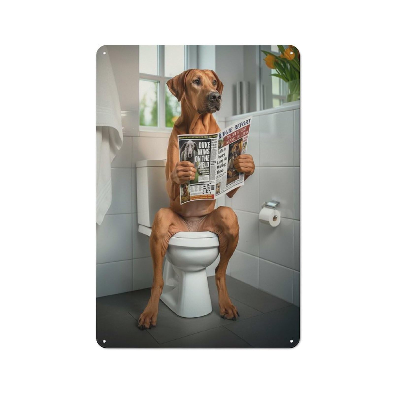 For Café Or Restaurant, Rhodesian Ridgeback Toilet Retro Metal Sign 30x20cm, Gift for Café Owners And Decorators during The Christmas Season