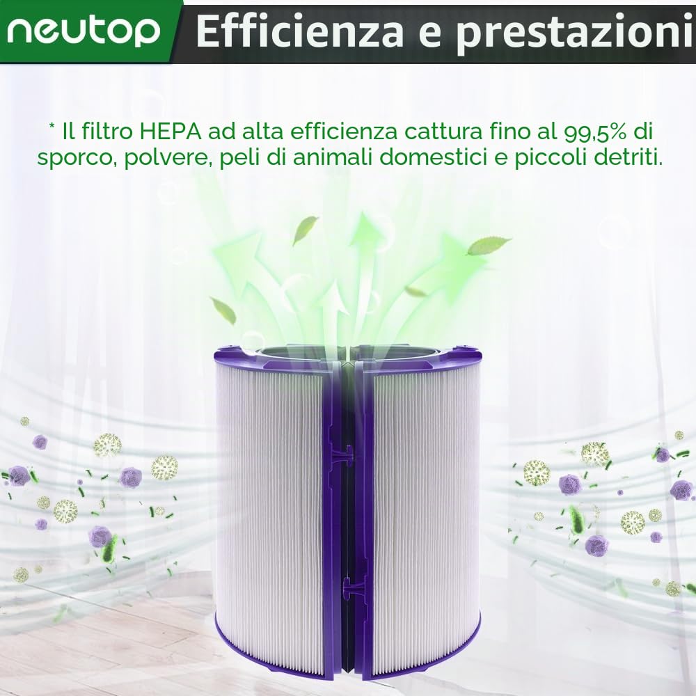 Combi Filtro HEPA e carbone compatibile con Dyson TP07 HP07 TP06 HP06 TP09 HP09 PH01 PH02 PH03 PH04 Purificatore d'aria Pure Hot Cool umidificatore (viola)
