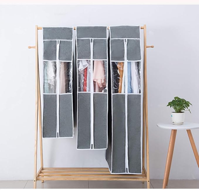 Amazon 衣装カバー 3枚セット クローゼットまとめて 洋服カバー 活性炭シート内蔵 通気性の良い不織布製 湿気 ホコリ 汚れ防止 衣類カバー オンライン通販
