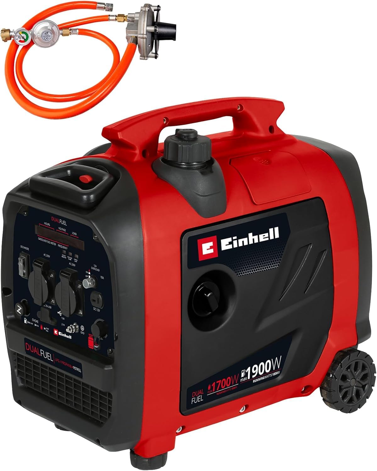 Einhell Generador de corriente (gasolina) TE-IG 1900 DF (potencia continua 1800/1600 W, máx. 1900/1700 W, depósito 4,2 l, inverter, motor de 4 tiempos, 2x 230 V, 2x USB, 1x 12 V)