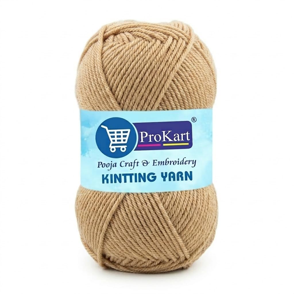 ProKart Premium 4-Ply Woolen Knitting Yarn | 100g Sand Brown Hand Crochet Soft Wool for Sweaters, Scarves, Hats, Baby Clothes & DIY Craft Accessories (1 Ball x 100g) - PRO21