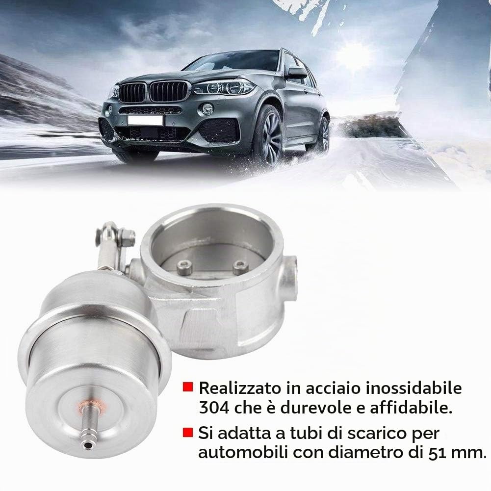 Valvola Di Scarico 51Mm - Exhaust Valve System Adatto Per Valvola Di Controllo Scarico Auto Boost Aspiratore Attivato A Vuoto Suono Variabile Per Auto Sportive Valvole Di Scarico Motore