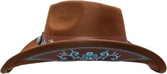 Western Cowboy Hat for Women & Men Leather Cowgirl Hat Wide Brim with Belt Buckle