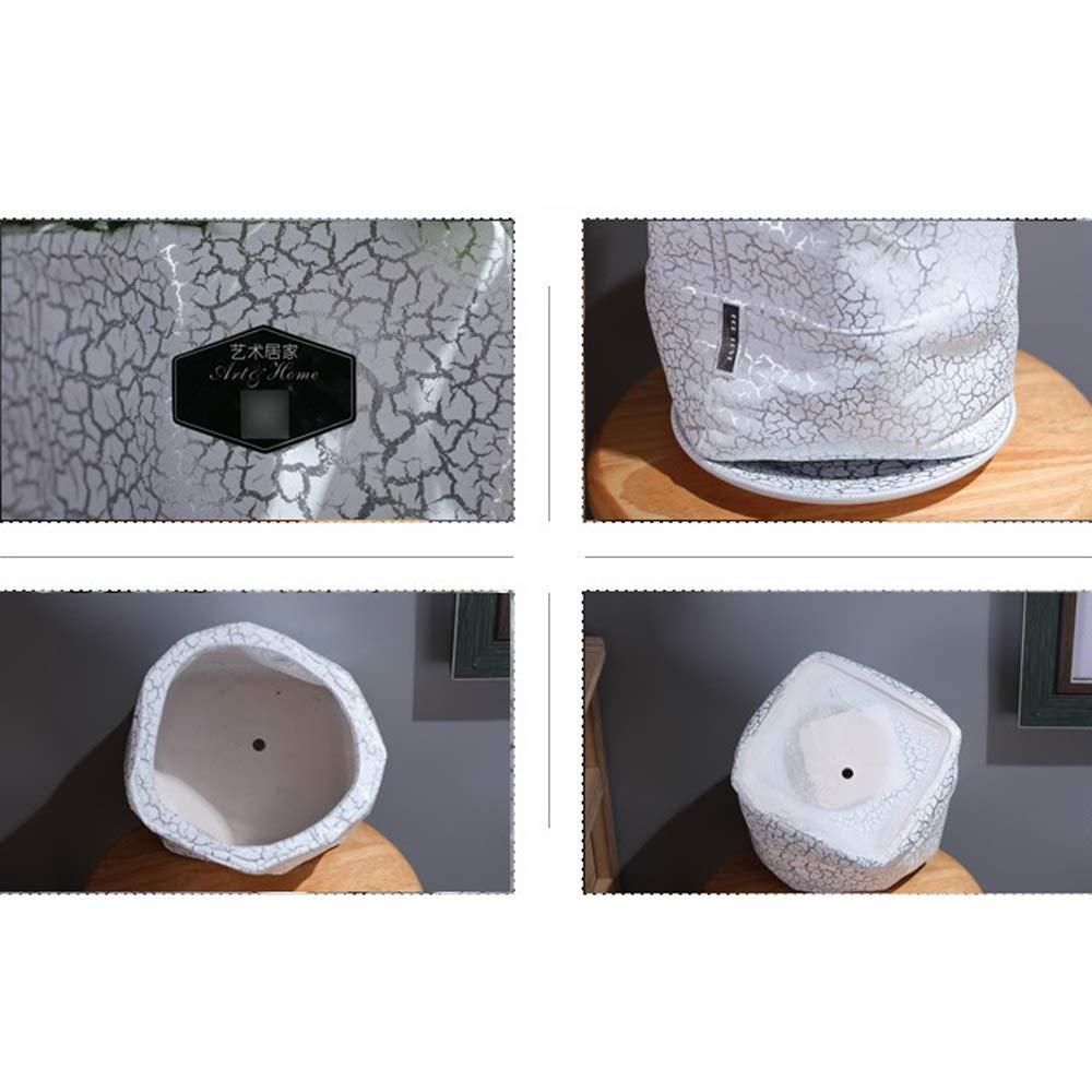 Styl prosta duża ceramiczna doniczka do sadzenia wewnątrz kaktus doniczka srebrna pęknięcie ziarna sukulent doniczka na zewnątrz kwiat ogród ceramika doniczki - 19 * 15,5 cm