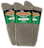 Extra Wide Comfort Fit Athletic Crew (Mid-Calf) Socks for Men and Women, Pick your size, Do not size up (Large, Large - Tan)