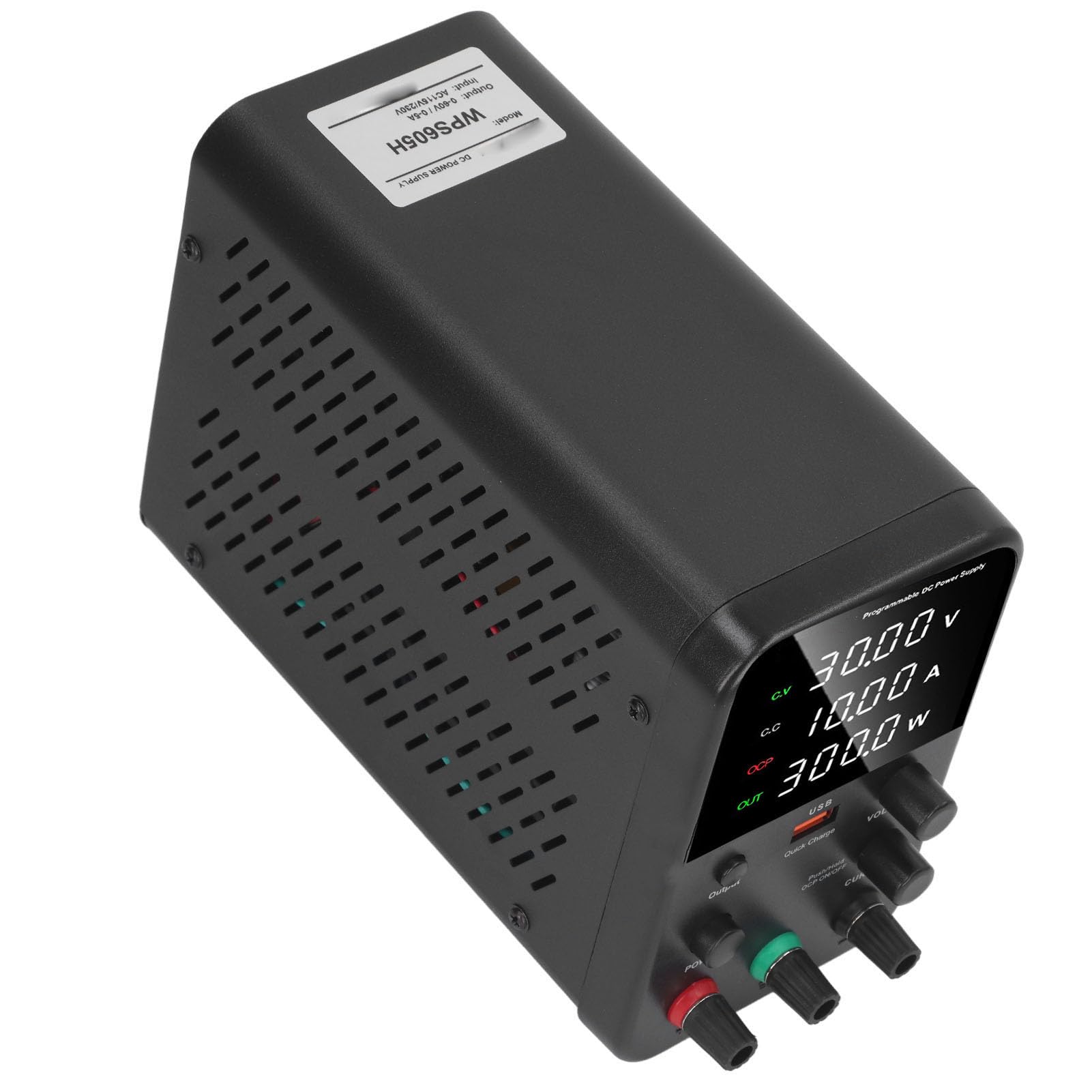 Garosa Fuente de Alimentación DC Variable 0-30V 0-5A Regulada Conmutada Ajustable con Control de Codificador, Carga Rápida USB y Ventilador de Temperatura Inteligente para (Enchufe de la UE AC230V)