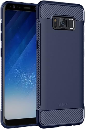 JETech Funda delgada compatible con Samsung Galaxy S8, funda delgada para teléfono con absorción de golpes y diseño de fibra de carbono (azul)