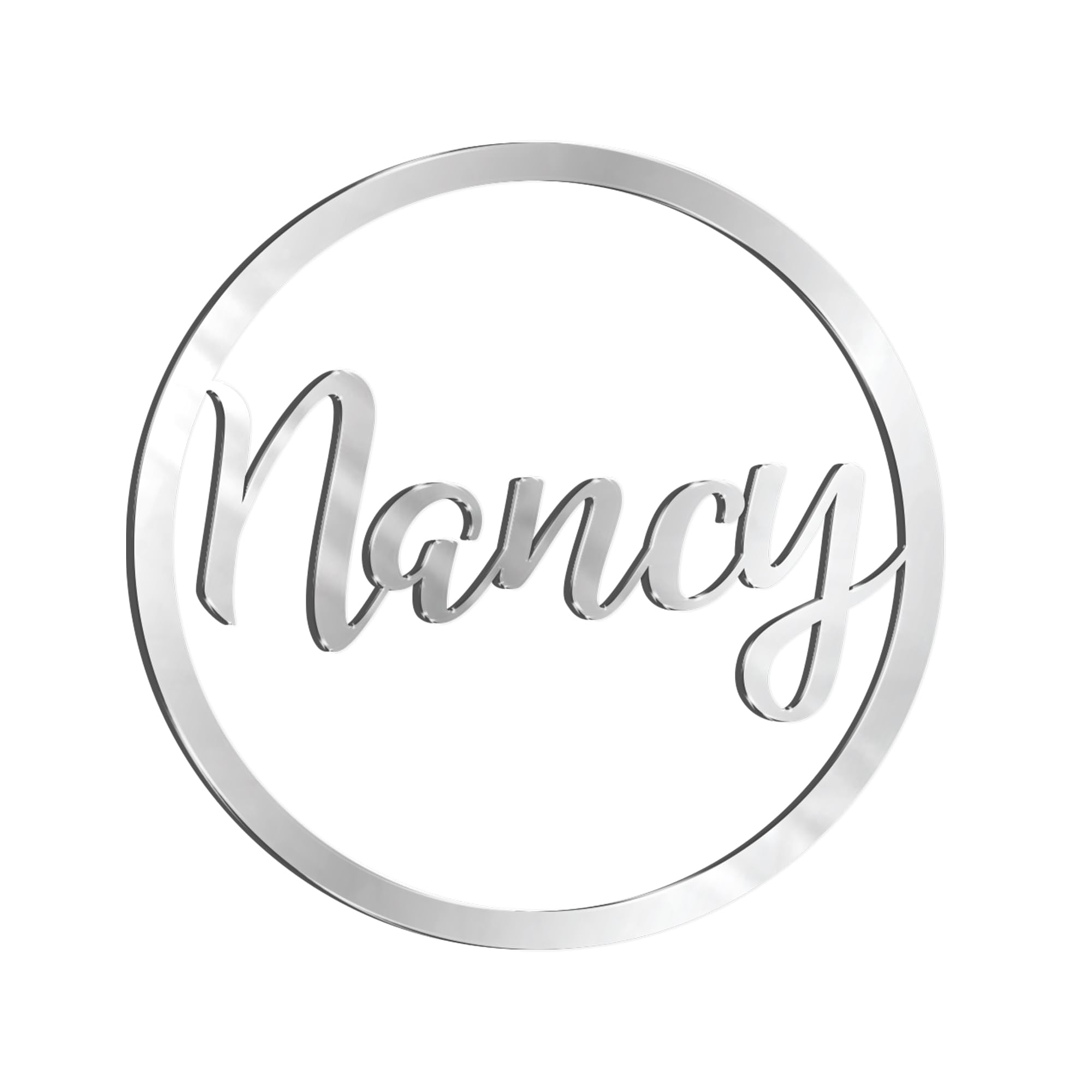 Personalised wooden Any name colour hoop Acrylic wreath Circle Loop Plaque (Silver Perspex Mirror, 40cm) — image 1