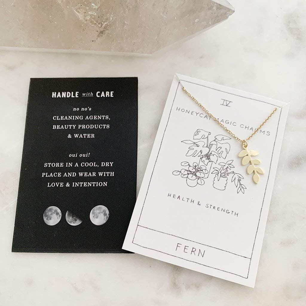 Honeycat Magic Charm Fern Necklace in Gold, Rose Gold, or Silver | Minimalist, Delicate Jewelry